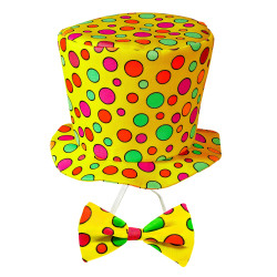 Klaunský klobúk a motýlik